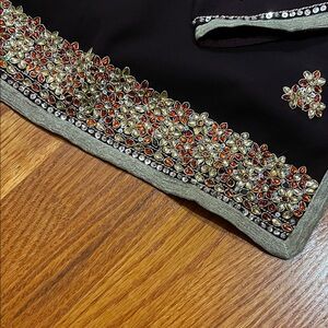 Embellished black saree with Floral Beadwork sparkling with blouse